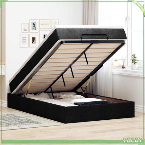 Cadre de lit ottoman - 3311101 - 120x200 cm - Noir tissu - Rangement hydraulique (1/5)