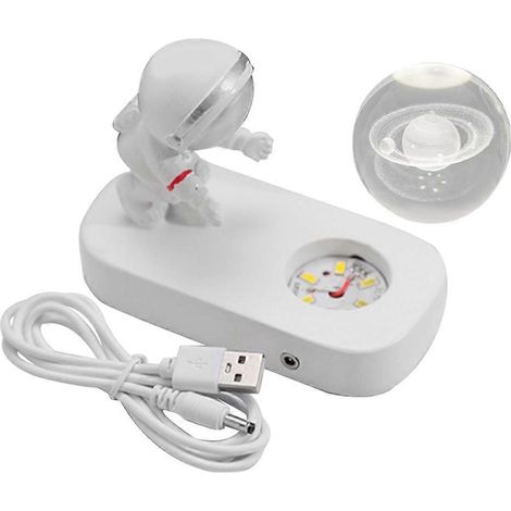 Veilleuse, Veilleuse boule de cristal « Promenade étoilée de l'astronaute », Connexion USB, Cadeaux de fêtes et d'anniversaire, Décorations créatives (1/5)