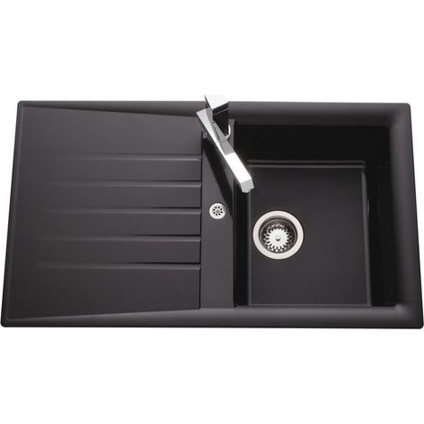 Évier de cuisine noir SLAVE - L 860 x l 500 x P 185 mm - sous-meuble 45 cm - Aquatop (1/4)