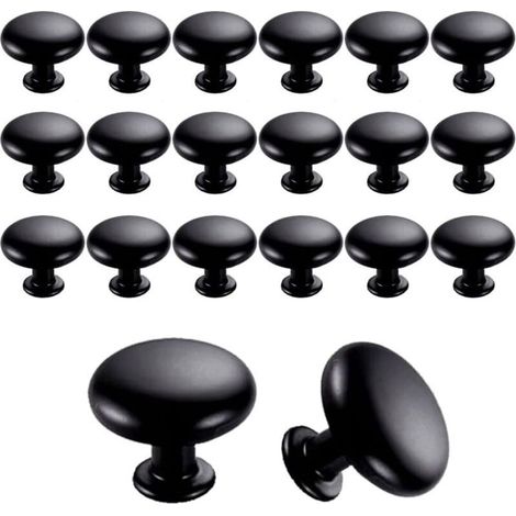 20 Pièces Boutons de Porte et Tiroir 30mm Vintage Poignées Noires pour Meuble et Placard de Cuisine (1/4)