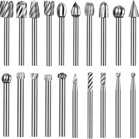 Lot de 20 Fraises Rotatives en Acier Rapide pour Biseautage et Gravure - Kit d'Outils de Meulage (1/5)