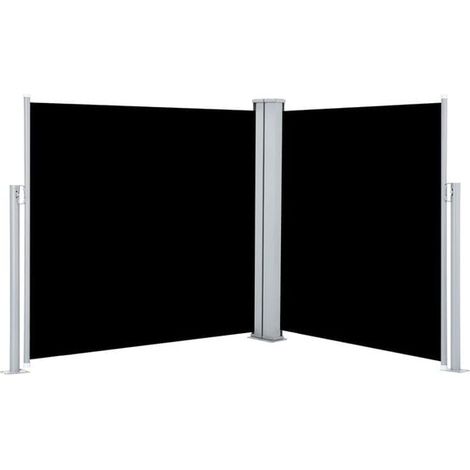 Auvent latéral rétractable noir 120 x 600 cm - Auvent de terrasse protection solaire jardin extérieur résistant (1/5)