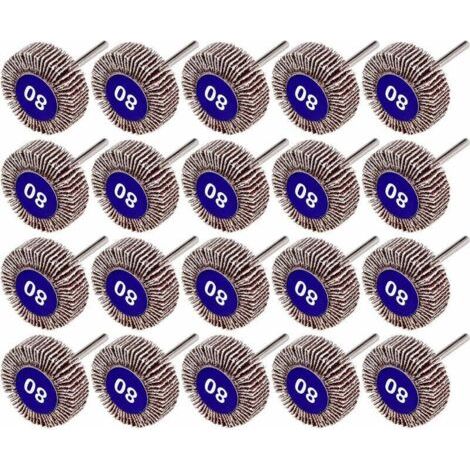 Roue à Lamelles Brosse, roue et abrasif de perceuse 80 Grains Ponçage de Disque de Roue à Lamelles 20 Pcs (1/5)