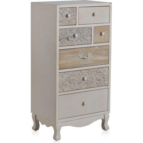 Commode en bois blanc à 7 tiroirs (1/4)