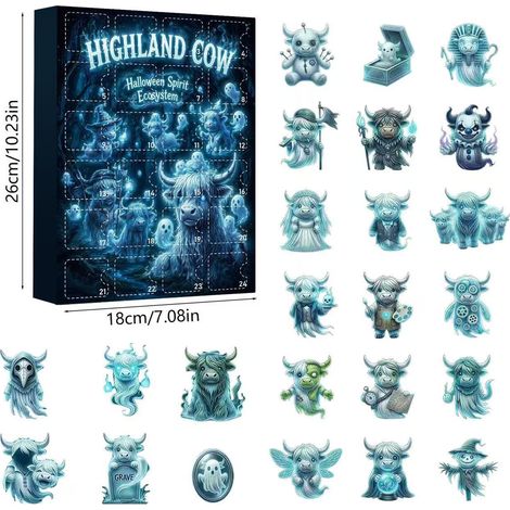 Halloween Highland Cattle 2026 Halloween Highland Cattle Advent Calendar Blind Box S-D Style-3D
