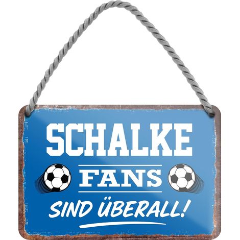 Plaque en tôle avec inscription amusante - Article de décoration - Club de sport - Idée cadeau pour hommes - Club de football - 18 x 12 cm (Schalke 2 Fans) (1/5)