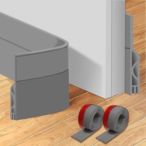 Door Draught Excluder, Insulated, Anti-Draught, Self-Adhesive, Silicone, 100 cm x 2 cm, Grey (1/4)