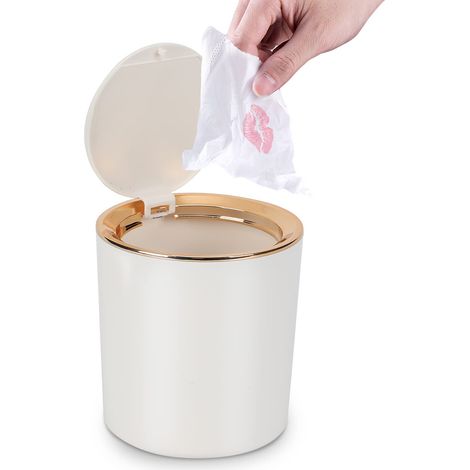 Poubelle de table avec couvercle, mini poubelle de table 2,6 L, petite poubelle à papier pour bureau, salle de bain, table à langer, cuisine