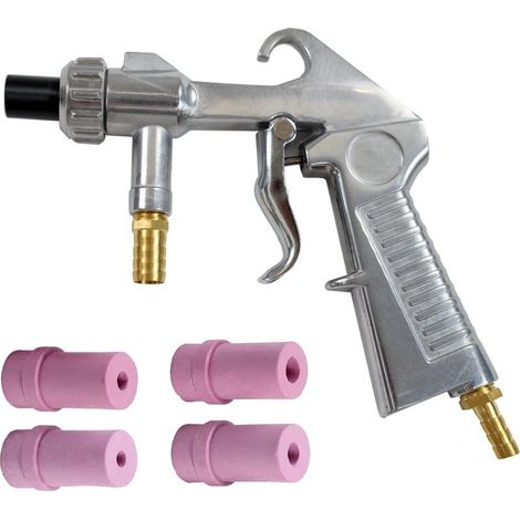 Pistolet de sablage Pneumatique Sableuse Décapage + 4x Céramique Buse 4/5/6/7mm (1/5)