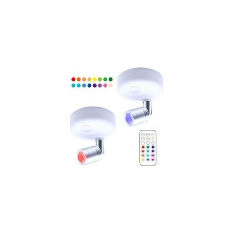 Projecteur LED sans fil à piles avec télécommande, éclairage de jeu de fléchettes Lampe d'accent pour éclairage de photos rotatives pour escalier de cuisine de peinture miroir,2 pièces,