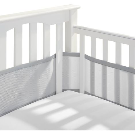 Irovami Tour de lit bébé, doublure en maille 3D anti-courant d'air, bordure respirante pour berceau pour tout-petits, gris (1/5)