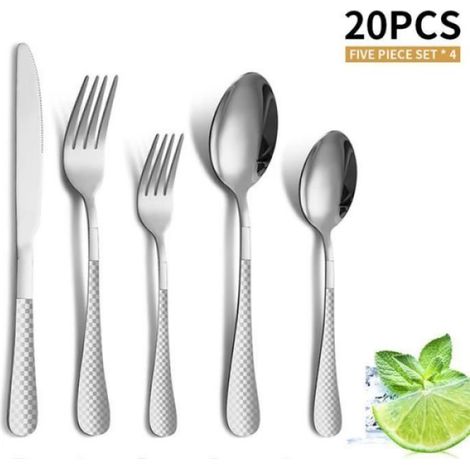 Couverts - Ensemble De Couverts En Acier Inoxydable - Pour 4 Personnes - 20 Pièces (1/4)