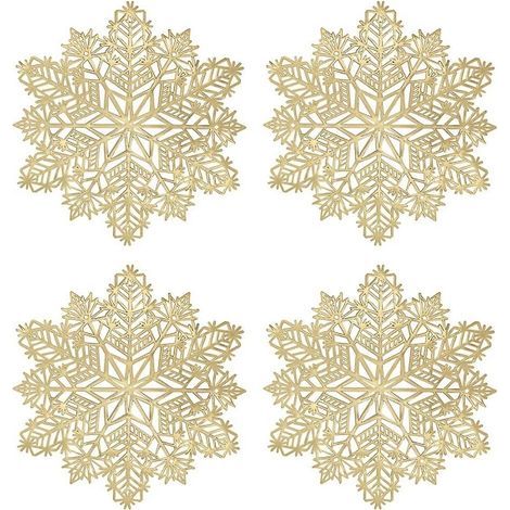 Posavasos decorativos con forma de copo de nieve, manteles individuales rojos para la mesa de la cocina, ideales para Navidad. (1/5)