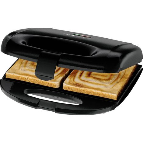 Clatronic ST 3814 Piastra per sandwich regolazione automatica della temperatura, Rivestimento antiaderente Nero
