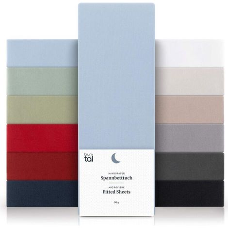 Ineasicer Set of 1 Fitted Sheet 100x200 cm, 30 cm Deep Pocket - High-Quality Microfiber Fitted Sheet - Soft, Durable, Wrinkle-Resistant - Oeko-Tex Certified - Light Blue (1/5)