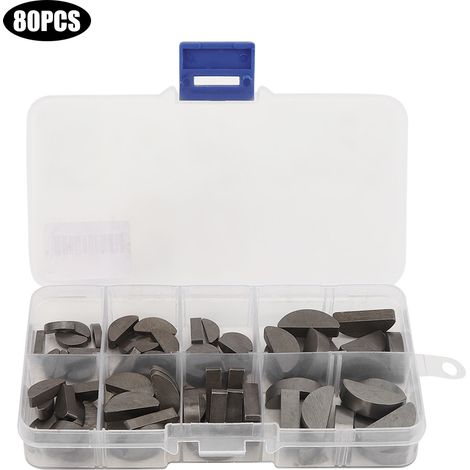 Assortiment de clés à bois semi-circulaires en acier inoxydable, 80 pièces, différentes tailles, avec boîte de rangement