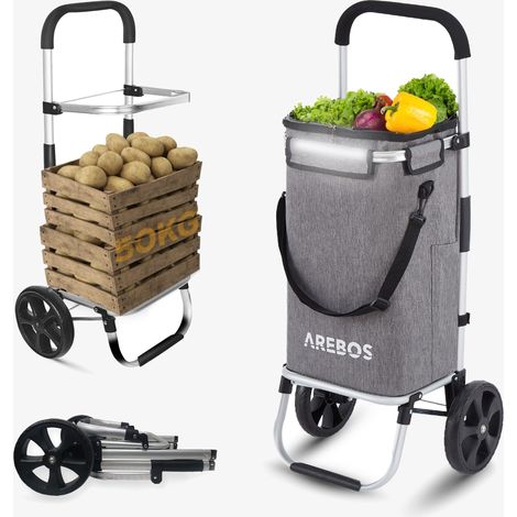 AREBOS 3-in-1 Carrello spesa, 56 litri, carrello spesa con scomparto refrigerato, con ruote, shopper pieghevole (1/5)
