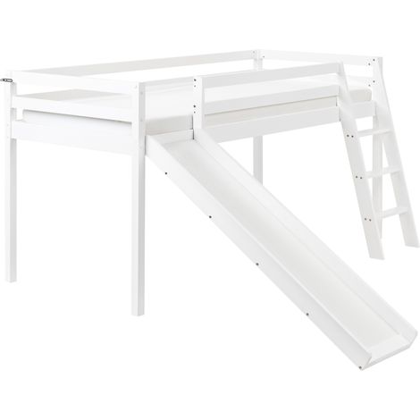 Cama de media altura con somier 90 x 200 cm infantil con tobogán madera de pino blanca Staple