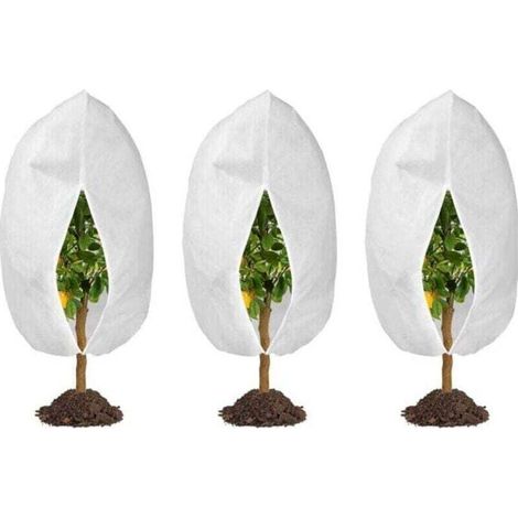 Paquete de 3 fundas de invierno para plantas de exterior de 60 cm x 80 cm con cordón ajustable, resistentes al frío, impermeables, cálidas y reutilizables-Crezuo