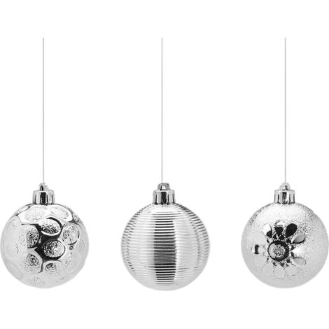 Palline per albero di natale "Argento" in PVC da Ø 6 cm pendaglio decorato, confezione 3 pezzi