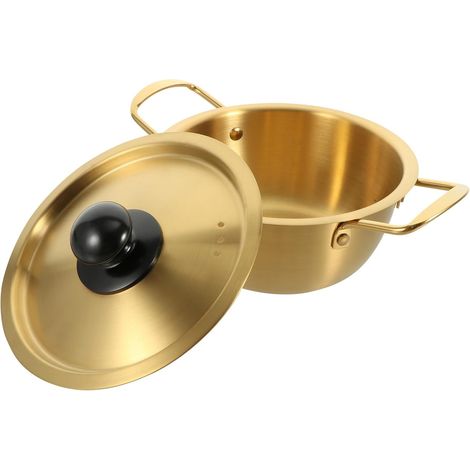 Marmite à ramen en inox de 18 cm avec couvercle - marmite à soupe de nouilles coréennes pour fruits de mer