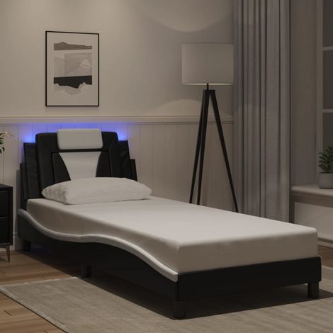 vidaXL Giroletto Viana con LED senza Materasso Nero e Bianco 80x200 cm (1/5)