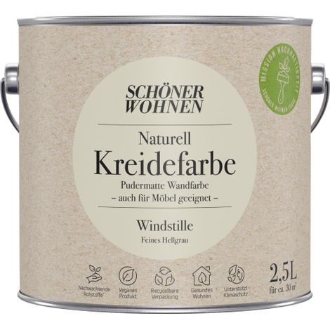 Schöner Wohnen Naturell Kreidefarbe 2,5 Ltr. Windstille feines Hellgrau