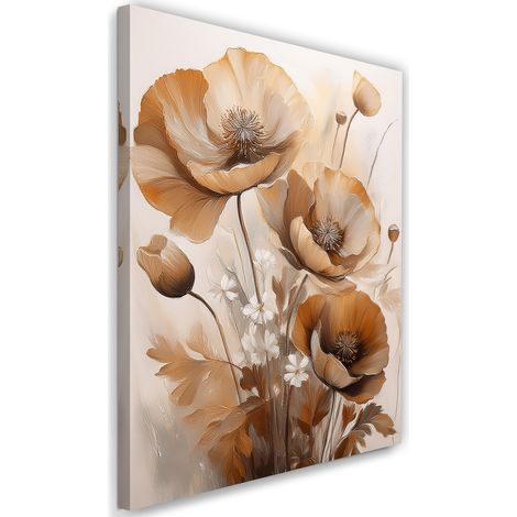 Tableau déco Fleurs de coquelicots peints en sépia 70x100 (1/5)