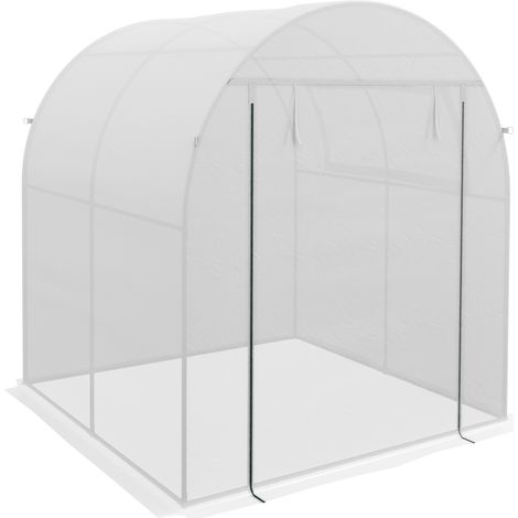 Serre de jardin 180 x 180 x 200 cm, petite serre tunnel avec porte enroulable et fenêtre moustiquaire blanche (1/5)