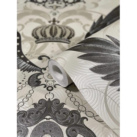 Papier peint non-tissé Beige Argent Ornament pour chambre salon ou cuisine 100% Fabriqué en Allemagne 10,05 x 0,70m (1/4)