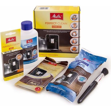 Kit de mantenimiento Melitta Perfect Clean: Descalcificador + Pastillas de limpieza + Filtro de agua