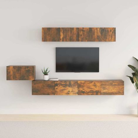 vidaXL 5 Piece TV Cabinet Set Smoked Oak Engineered Wood (1/5)