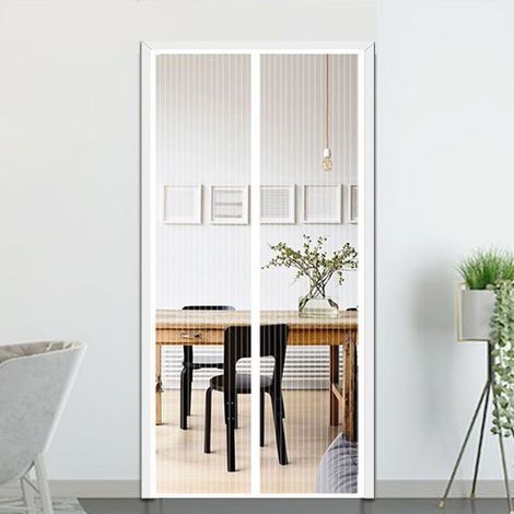 Magnetischer Moskitonetz-Vorhang, magnetisches Tür-Moskitonetz, eleganter Anti-Moskito-Vorhang, ideal für Türen und Terrassen, hält Mücken und andere Insekten fern – Weiß, 80 x 210 cm (1/4)