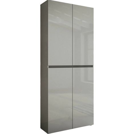 Scarpiera Antaleone, Mobile Portascarpe 10 Ripiani, 36 Paia Made in Italy, 34x80x200h cm Grigio