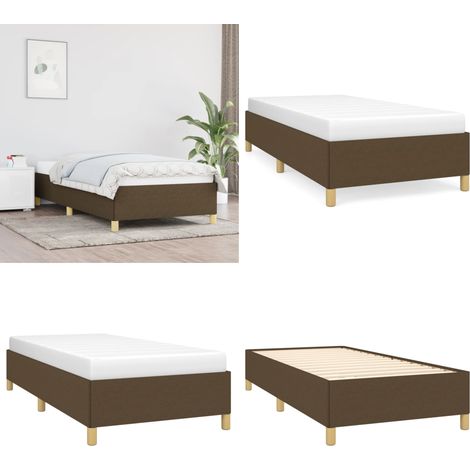 Cadre de lit sans matelas marron foncé 80x200 cm tissu - Cadre De Lit - Lit Double - Literie - Meuble Chambre - Meubles Chambre À Coucher - Home & Living (1/5)