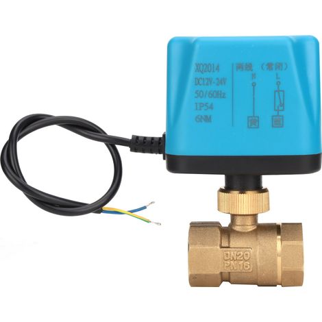 Valve À Bille Électrique 2 Voies - Laiton - Filetage G3/4 Pouces - Tension DC 12-24 V - Pour Systèmes De Climatisation Et Chauffage - 1 Pièce (1/5)