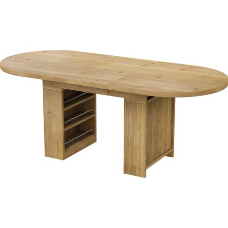 Ausziehbarer Esstisch 150/200 x 90 cm, 6-8 Plätze, MDF in Eichenoptik mit Stauraum (1/5)