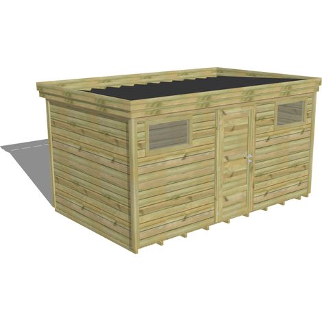 ABRI DE JARDIN bois Pin autoclave 27mm - 4,34x2,64m / 11,5m2 - Bac acier - Plancher bois (1/5)