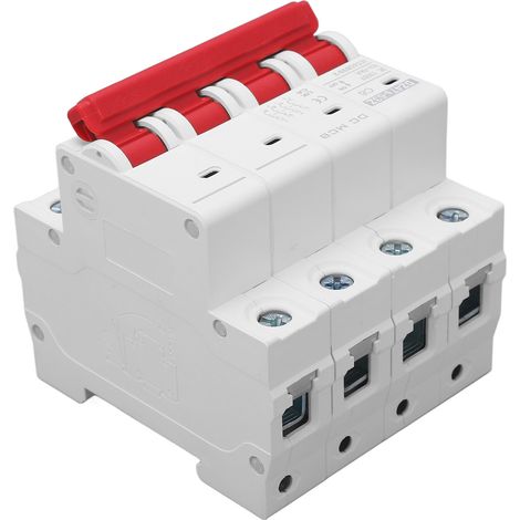 Disjoncteur 4 pôles CC, pouvoir de coupure 6000 A, déclenchement électromagnétique, montage sur rail DIN, 6 A, 1000 V (1/5)