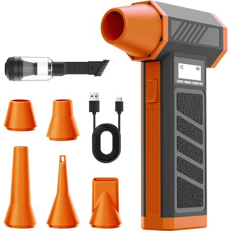Souffleur Air Comprimé et Aspirateur, Bombe Air Sec Souffleur PC 130000 RPM, Dépoussiérants Puissants électrique 4 Vitesses avec Lumière LED, Mini Souffleur pour Nettoyage PC/Voiture/Maison (1/5)