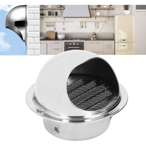 Grille de ventilation ronde en acier inoxydable - Vent d'air mural hermétique anti-pluie avec grille fine - Diamètre 100mm (1/5)