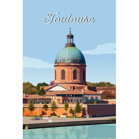 Tableau sur toile illustration dôme de Toulouse 45x65 cm - Impression sur Toile Murale Décorative - Image imprimée en HD sur Toile - Toile sur Châssis en Bois FSC - Fabriqué en France (1/5)