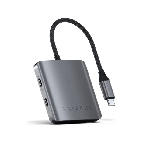 Hub USB-C Satechi a 4 porte PD - Hub USB-C in alluminio (4 porte USB-C da 10 Gbps, di cui 1 porta PD da 100 W) (Grigio siderale) (1/2)
