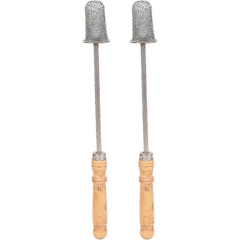 Lot de 2 tiges d'allumage pour ventouses, tête en coton, manche en bois, acier inoxydable, tiges d'allumage traditionnelles réutilisables. (1/5)