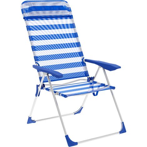 Gepolsterte Campingstuhl Marbueno Blau Weiß 69 x 110 x 58 cm