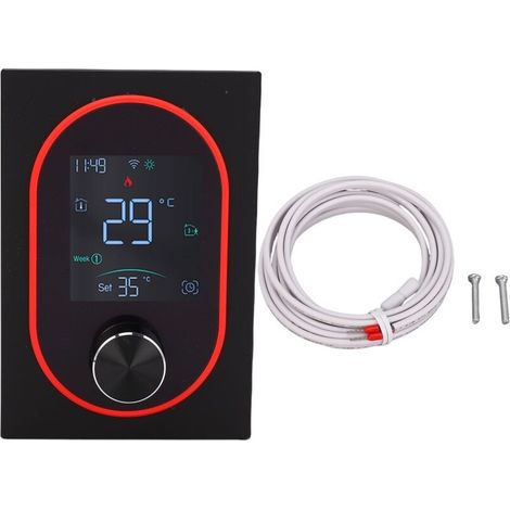 Thermostat à bouton intelligent 2,4 GHz WiFi Programmable APP LCD contrôle tactile pour le chauffage de l'eau de la maison noir (1/5)