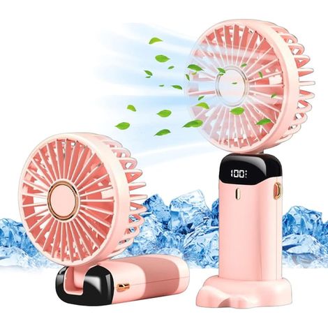 Mini Ventilateur avec Cochet, USB Ventilateur de Poche Portable, Petit Ventilateur à Main Rechargeable, 3 Vitesse Réglable Mini Fan Silencieux