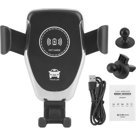 Support de charge rapide sans fil pour voiture, support de montage sur grille d'aération, chargeur de téléphone portable 10W (1/5)