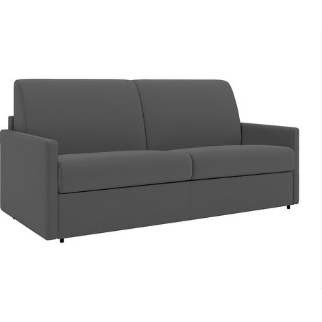 Canapé 2 places convertible express en tissu gris - Couchage 120 cm - Matelas 18 cm CALIFE (1/5)