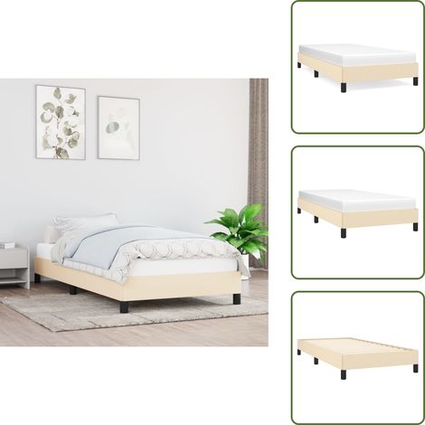 Cama crema - vidaXL Estructura de cama sin colchón tela crema 100x200 cm - Cama de madera